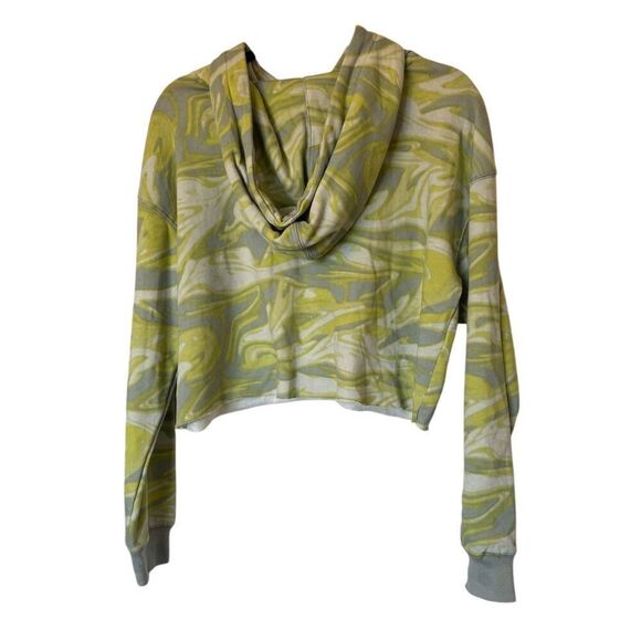 Wild Fable Women's Cropped Hoodie Green Swirl Geometric Size M - Picture 2 of 10